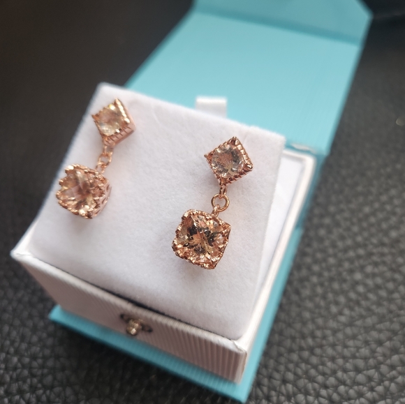 5.50 ct natural morganite dangle earrings. Brand new never worn! - Picture 2 of 5